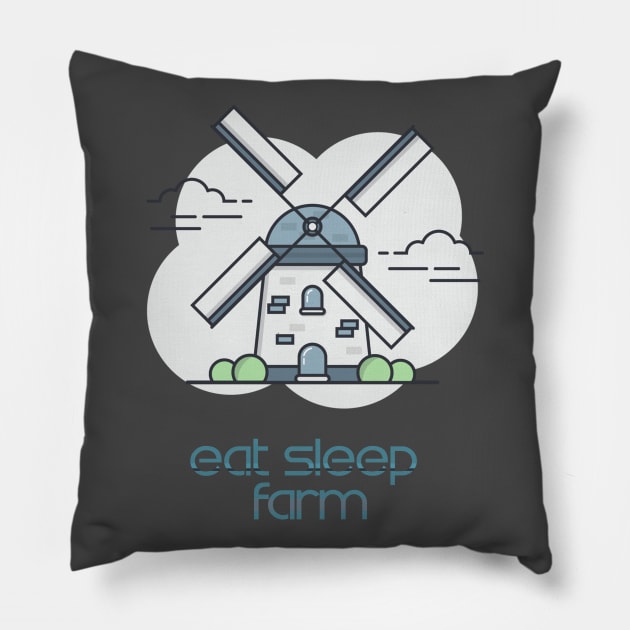 Eat Sleep Farm Pillow by LaarniGallery