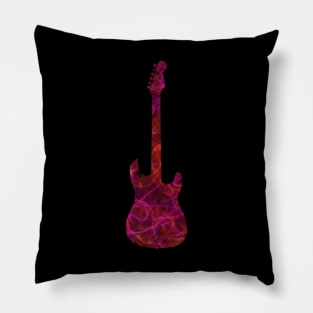 Pink on Red Flame Guitar Silhouette Pillow