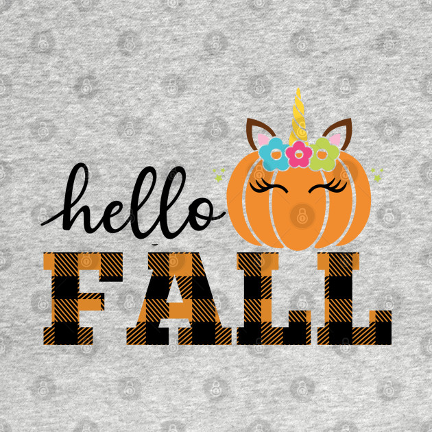 Disover Say Hello Fall with a Unicorn Attitude (light bg) - Hello Fall - T-Shirt