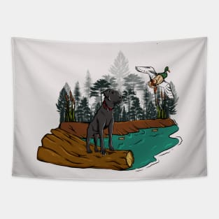 Hunting dog and duck Tapestry