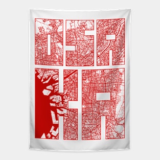 Osaka, Japan City Map Typography - Oriental Tapestry