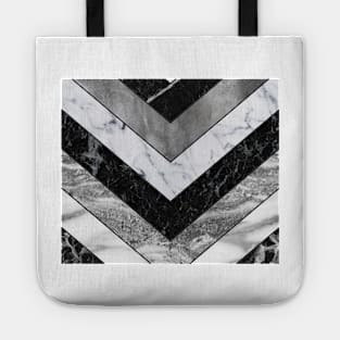 Shimmering mirage - grey marble chevron Tote