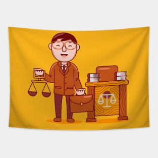 Cute Lawyer Cartoon Tapestry