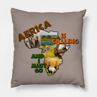 Africa Is Calling Wildlife Continent Collage Pillow