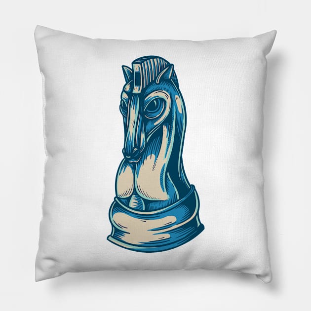 Chess Knight Pillow by Digster