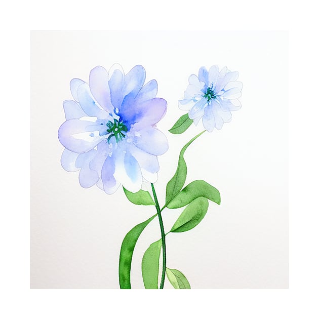 Blue Watercolor Flower by Beastlykitty
