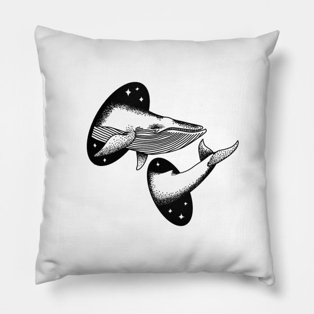 Surreal Whale- Black Pillow by StylishTayla