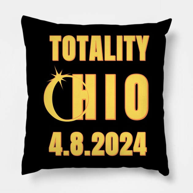 Totality Ohio 4.8.2024 Total Solar Eclipse Pillow by Little Duck Designs