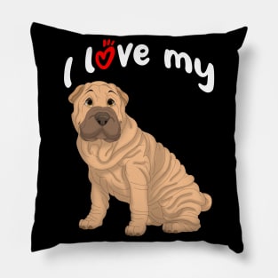 I Love My Fawn Shar-Pei Dog Pillow