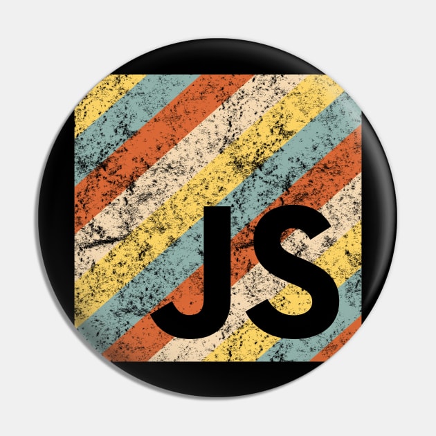 JavaScript Shirt | Retro Distressed Striped JS Logo Pin by TeesByJay