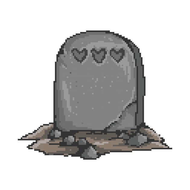 Headstone With Hearts Pixel Art by Rebus28