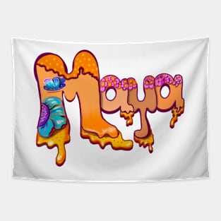 Maya Girls and womens unicorn Personalized Custom name Maya Tapestry