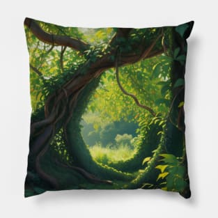 Jungle Lianas Winding Up a Rainforest Tree Pillow