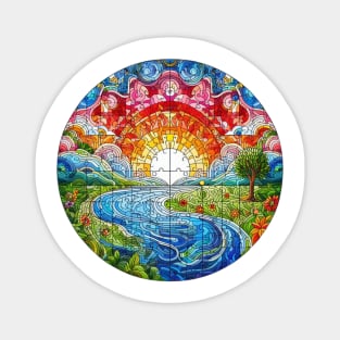 Mosaic puzzle landscap - mandala pattern Magnet