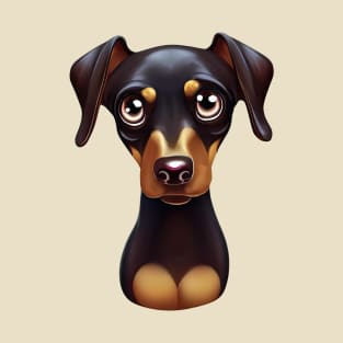 Small Version - Doberman Pinscher Portrait Art T-Shirt