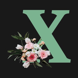 Letter X green with colorful flowers T-Shirt