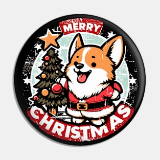 Retro Christmas Corgi Gifts For Dog Lovers Pin