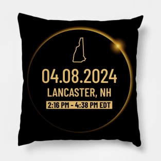 New Hampshire State Lancaster NH USA Totality April 8, 2024 Total Solar Eclipse Pillow