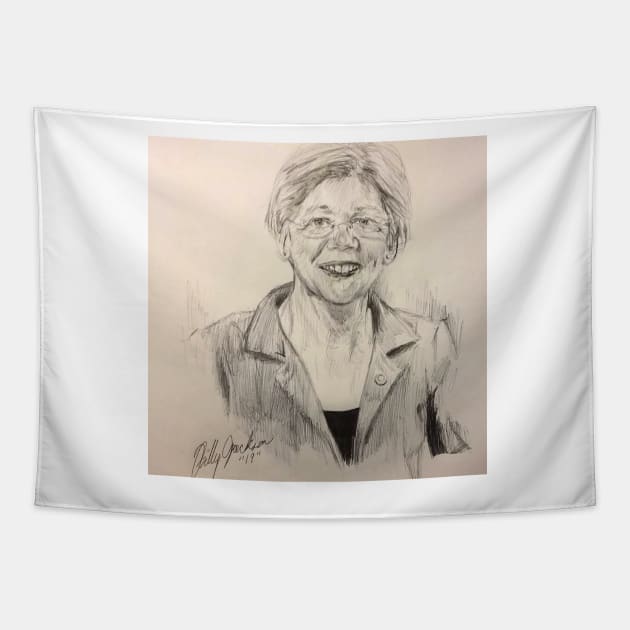 Elizabeth Warren Portrait Tapestry by cindybrady1986