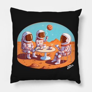 Astronauts drinking coffee on Mars Pillow