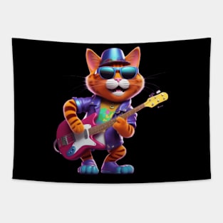 A Cat Who Is The Essence Of A Cool And Funky Guitarist Tapestry