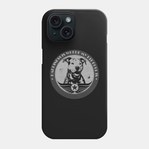 Happiness is Where My Pit Bull is (BW) Phone Case by CTShirts