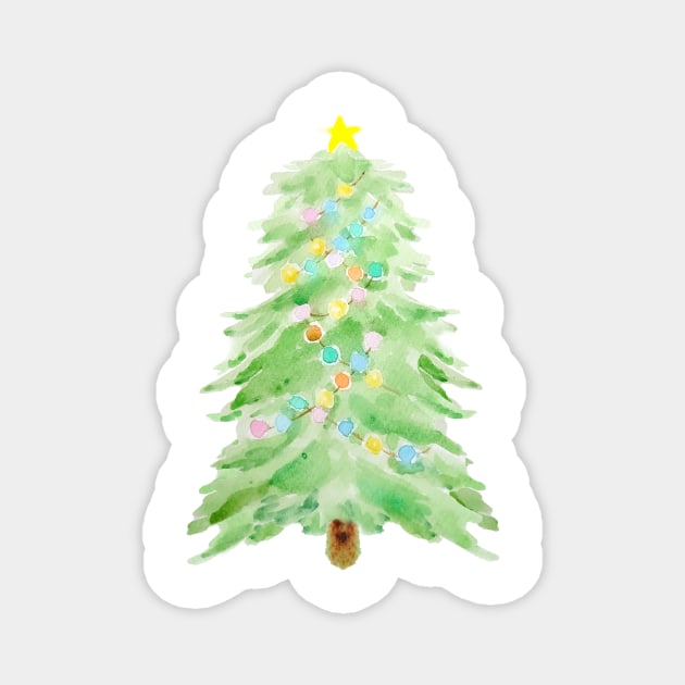 Christmas tree with decorative lights Magnet by colorandcolor