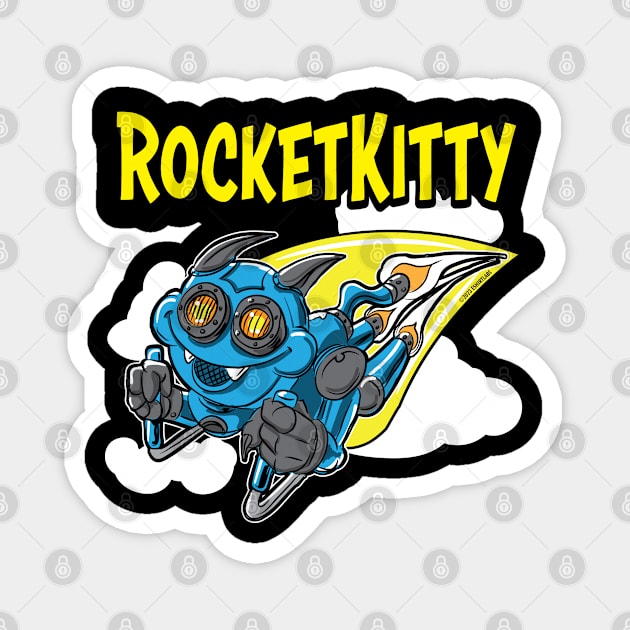 Rocket Kitty rocketing throught the sky Magnet by eShirtLabs