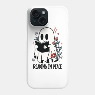 Reading In Peace Ghost Reading Book Sticker Book lover sticker Bookish Spicy Book Reading Romance Book Peace in Book Librarian Gift For Book Lover Phone Case