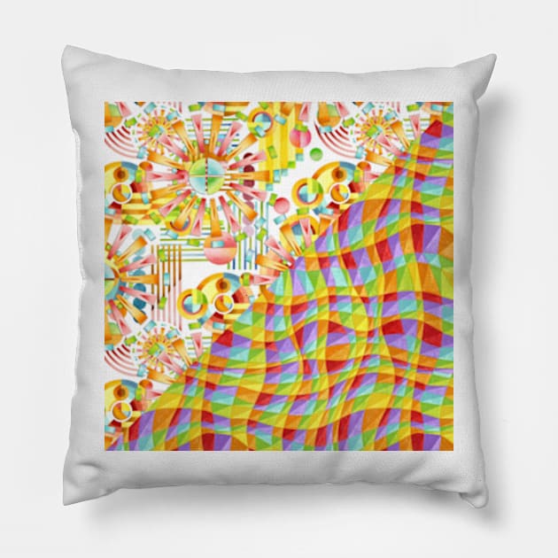 Firework Rainbow Plaid Pillow by PatriciaSheaArt