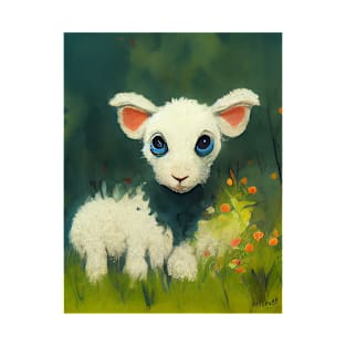 Cute Lamb In Nature Children Drawing T-Shirt