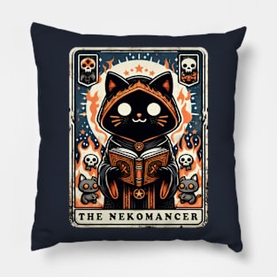 The Nekomancer Funny Necromancer Cat Anime Tarot Card Pun Pillow