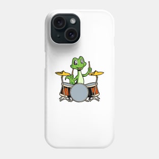 Cartoon gecko drummer Phone Case