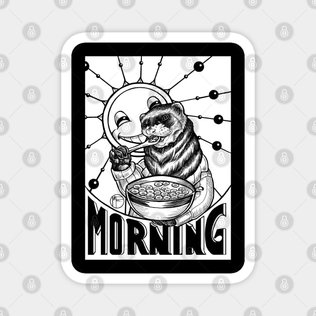 Good Morning Cereal - Ferret Magnet by Nat Ewert Art