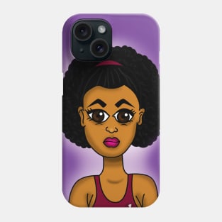 Brown skin girl digital art cartoon Phone Case