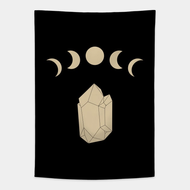 Moon Phases Crystal Quartz Tapestry by Trippycollage