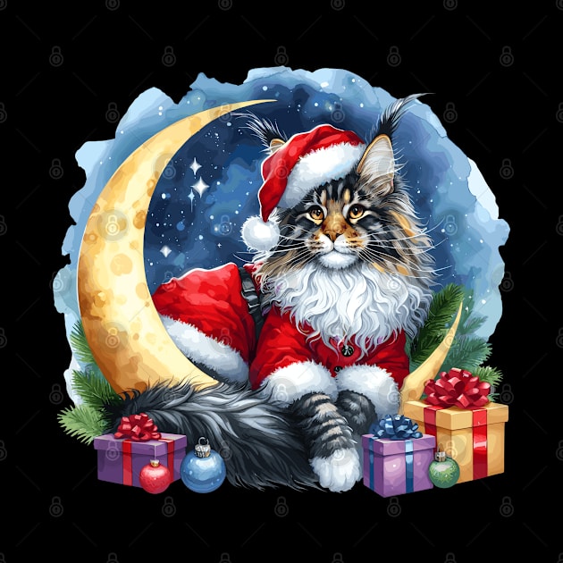 Maine Coon Cat On The Moon Christmas by Graceful Designs