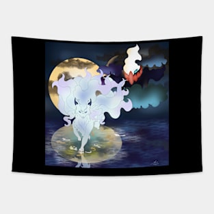 Ice fox and nightmare monster Tapestry