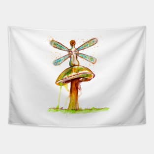 Mushroom Fairy Sitting Tapestry