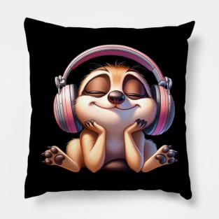 Blissful Meerkat DJ – Grooving to the Beat of Chill Vibes Tee Pillow