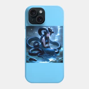 Fantasy girl with the black snake Phone Case