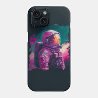 Cosmic Cool: Impressionist Magenta Astronaut Phone Case