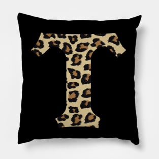 Letter T Leopard Cheetah Monogram Initial Pillow