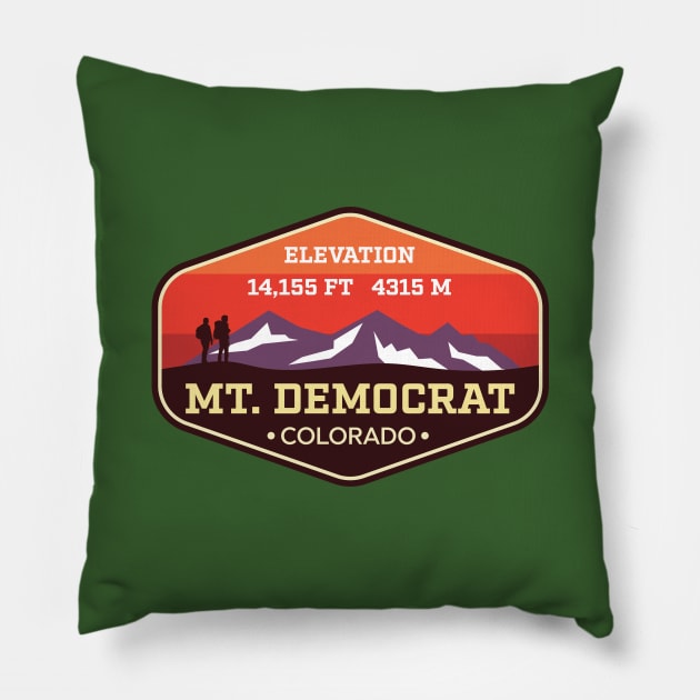 Mt Democrat Colorado - 14ers Mountain Climbing Badge Pillow by TGKelly