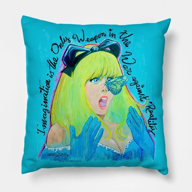 Alice War against Reality Pillow by AlexAraizaArt