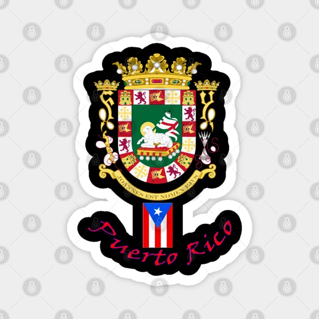 Coat of Arms for Puerto Rico- Red Lettering Magnet by Mr.Guru 305 