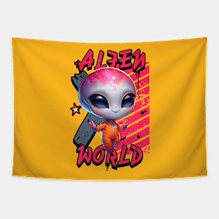 Warning: May Abduct You with my cuteness | cute funny alien Tapestry