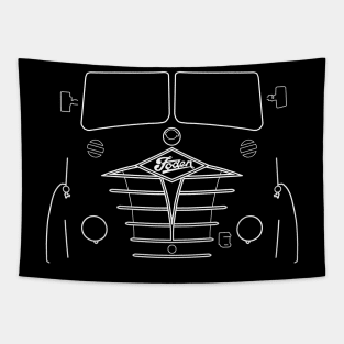Classic Foden S18 lorry white outline graphic Tapestry