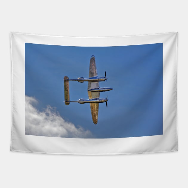 Lockheed P-38 Lightning from below Tapestry by holgermader