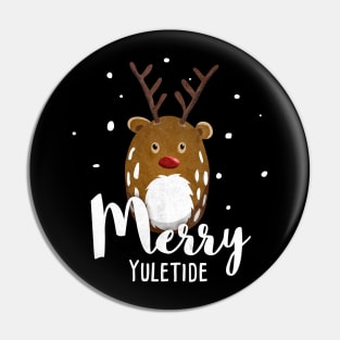 Merry Yuletide Christmas With Reindeer Rudolph Pin